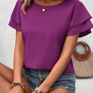 NWOT Muted Purple Layered Sleeve Blouse